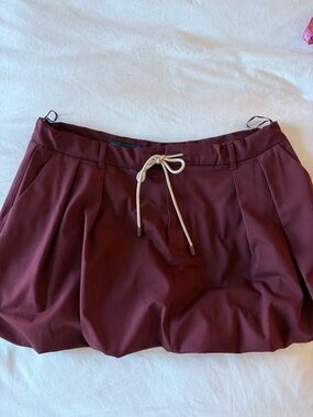 Zara Mini Skirt in Burgundy with Cream Drawstring